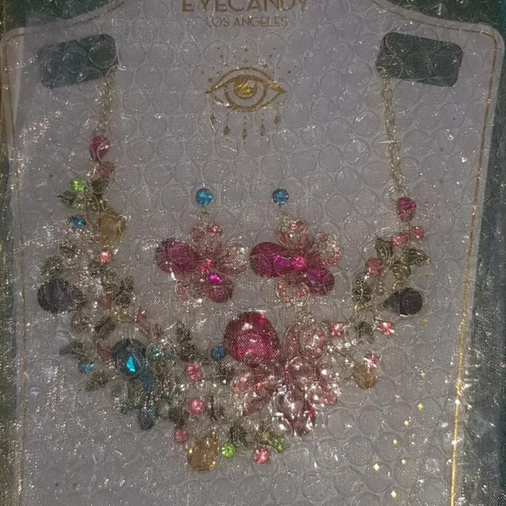 Eye Candy LA Neck Lace and Earrings. Multicolour Stone & Floral . Brand New - Picture 8 of 8